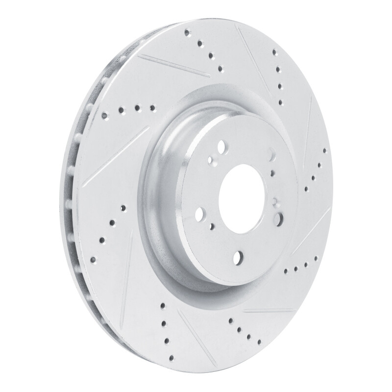 Acura TLX Brake Rotor (1) - Front Right - R1 Concepts - Drilled & Slotted - Silver - `21-`25